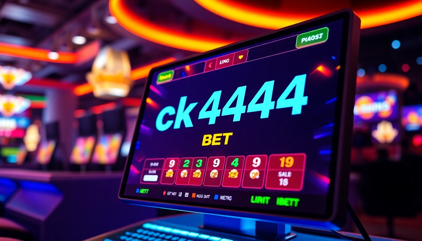 Step into the world of ck4444 bet with a captivating digital casino scene showcasing slots, live dealer, and sports betting in action, highlighting online gaming excitement and user engagement.