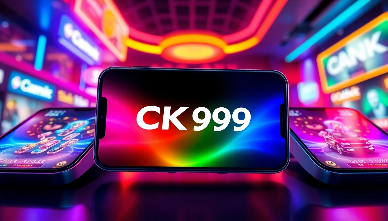 CK999 app being used on a smartphone in a vibrant gaming setting for seamless betting and casino games.
