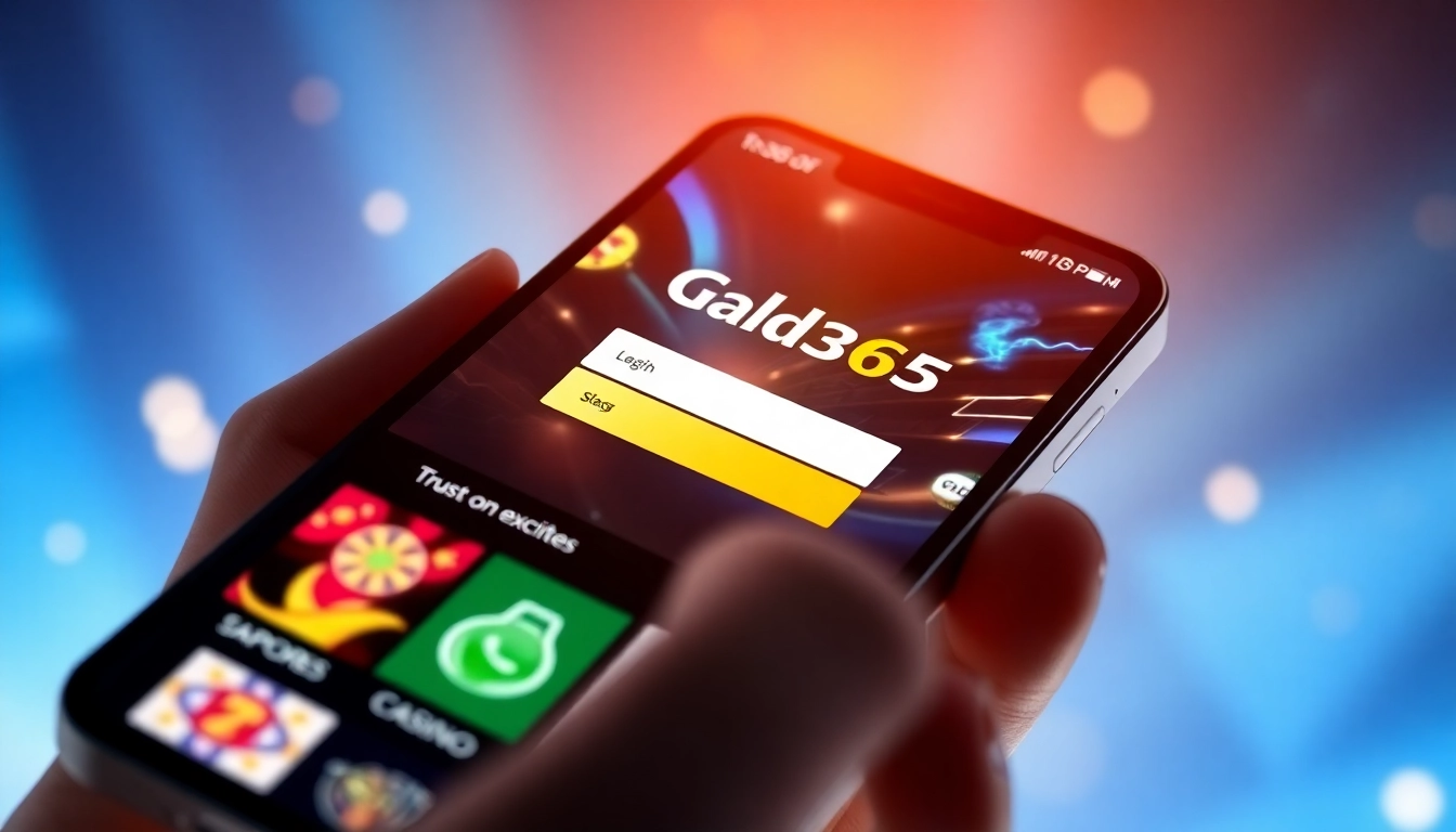 Login screen showcasing Gold365 ID with sports and casino graphics for easy betting access accessibility.