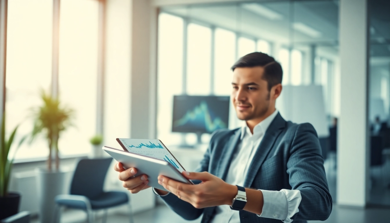 Financial advisor offering investment advice UK with charts and data analysis in a professional