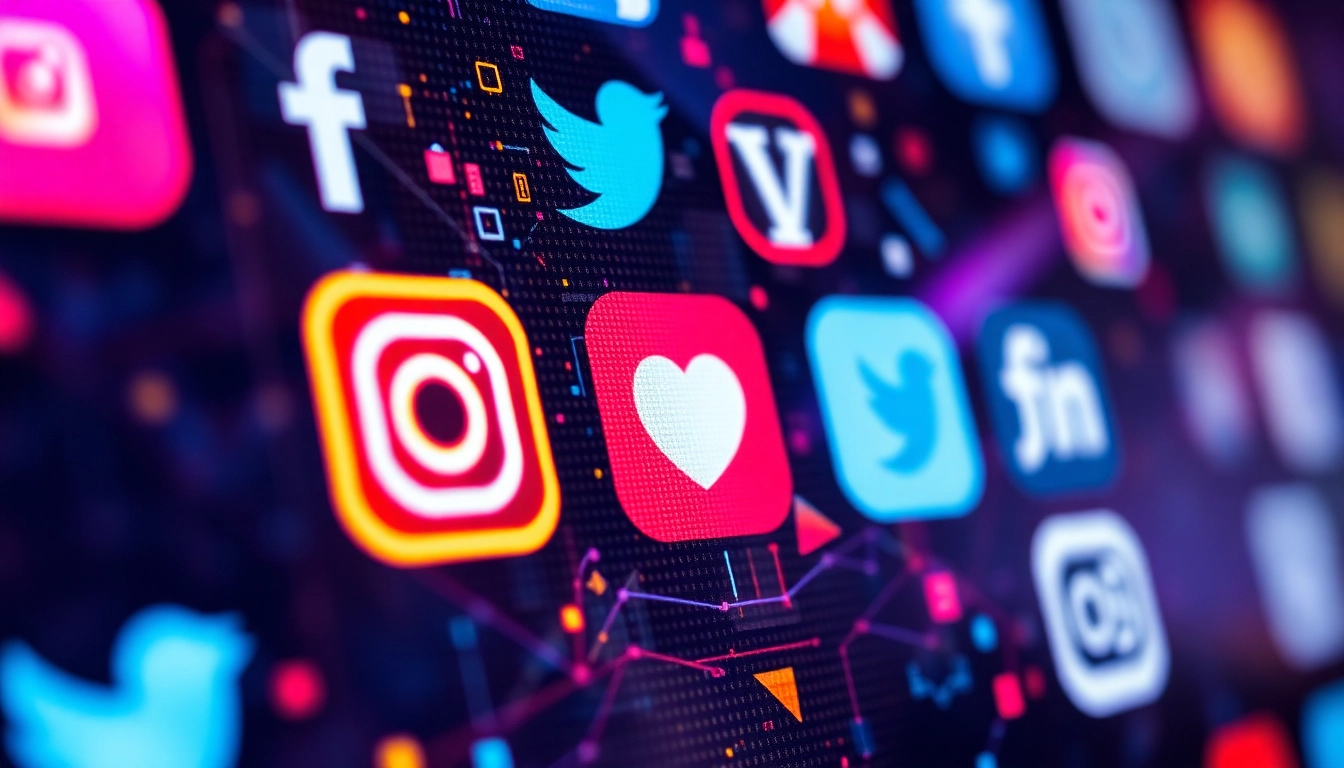 Social Media Industry News Professionals analyzing social media trends on digital screens to
